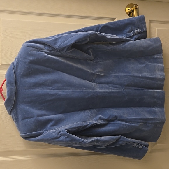 Sezane Michelle 100% Organic Cotton Iceberg Blue Velvet Jacket - Picture 6 of 7